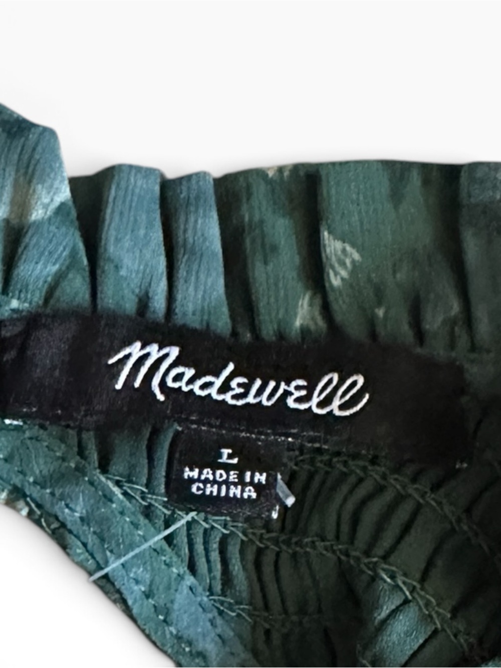 Madewell Lucie Dress L Green Floral Smocked Tie Back Midi Maxi NWT $168 - Picture 9 of 10